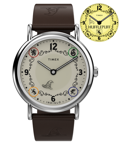 TW2Y76600 Harry Potter x Timex Weekender Hufflepuff House 38mm Leather Strap Watch Primary Image