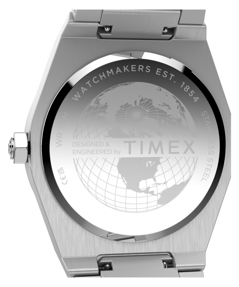 TW2Y81400 Q Timex Marbella 40.5mm Stainless Steel Bracelet Watch Caseback Image