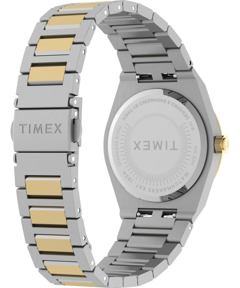 TW2Y81900 Q Timex Marbella 34mm Stainless Steel Bracelet Watch Caseback with Attachment Image