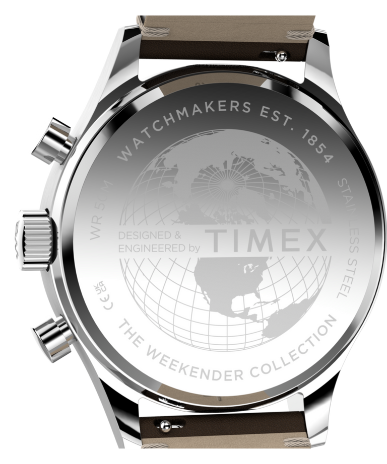 TW2Y85200 Timex Weekender® New England Chronograph 40mm Leather Strap Watch Caseback Image