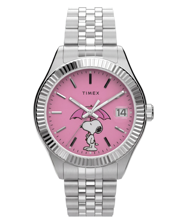 TW2Y85500 Peanuts® x Timex Legacy Snoopy Umbrella Stainless Steel Bracelet Watch   Primary Image