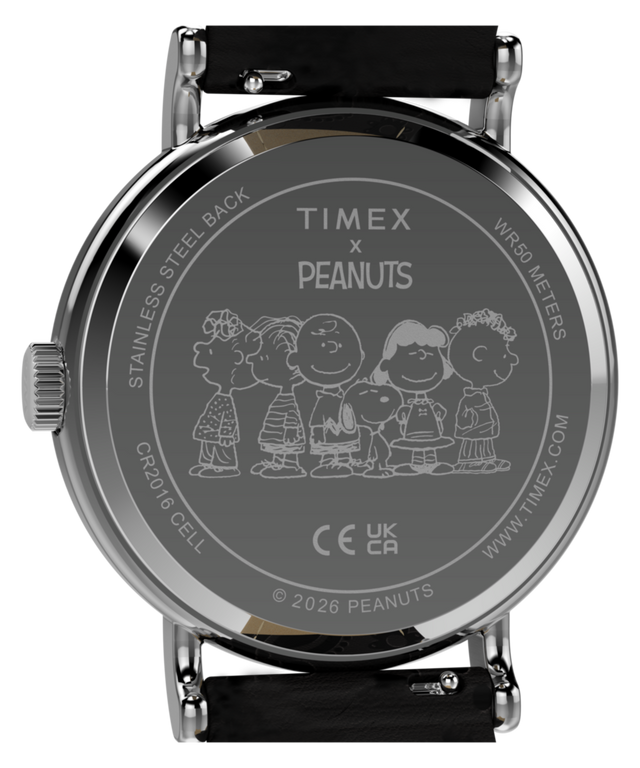 TW2Y85900 Peanuts® x Timex Weekender® Day of the Dead 40mm Leather Strap Watch Caseback Image