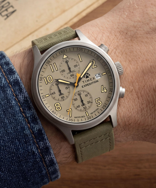 TW2Y89300 Expedition® Sierra Chronograph 43mm Fabric Strap Watch Primary Wrist Image