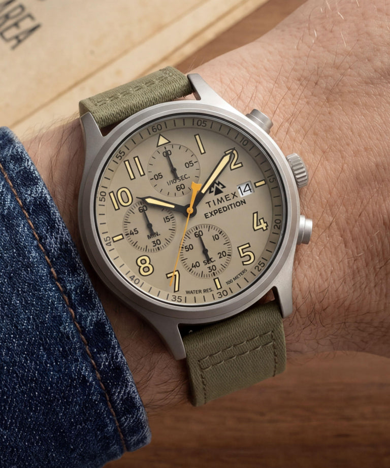 TW2Y89300 Expedition® Sierra Chronograph 43mm Fabric Strap Watch Primary Wrist Image