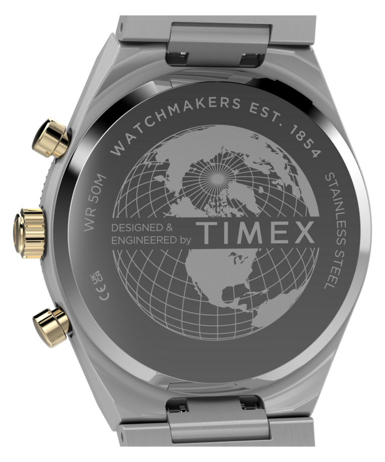 TW2Y92300 Q Timex Continental Chronograph 36mm Stainless Steel Bracelet Watch Caseback Image