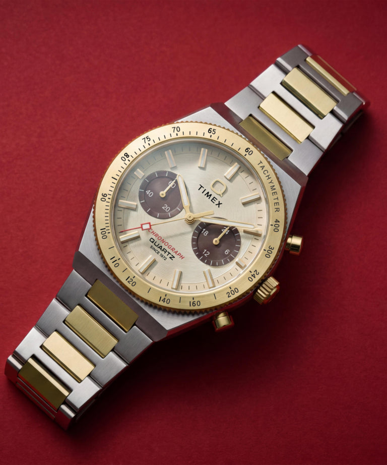 TW2Y92300 Q Timex Continental Chronograph 36mm Stainless Steel Bracelet Watch Campaign Key Silhouettes (Beauty shots) Image