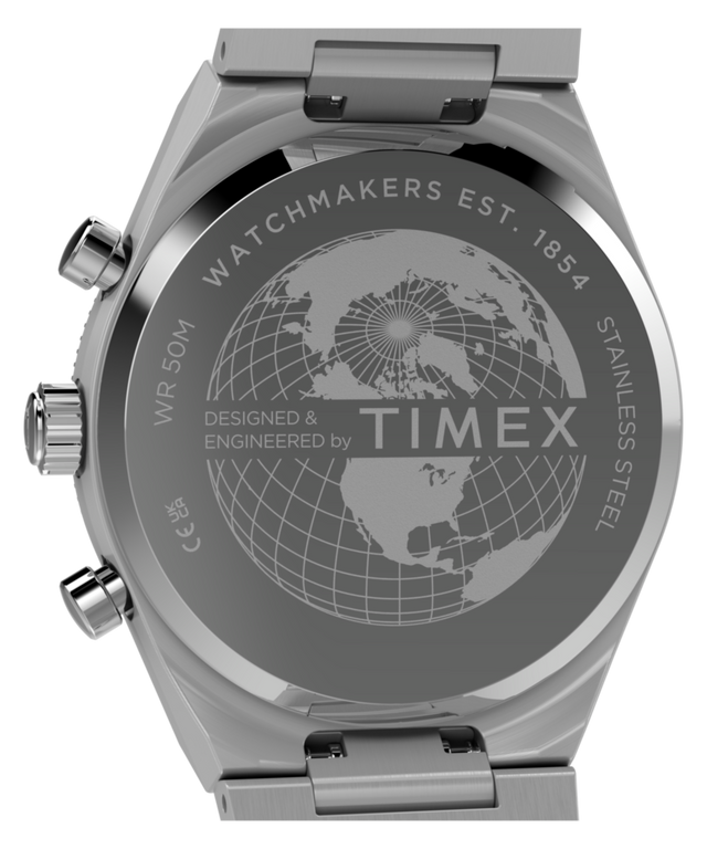 TW2Y92400 Q Timex Continental Chronograph 36mm Stainless Steel Bracelet Watch Caseback Image