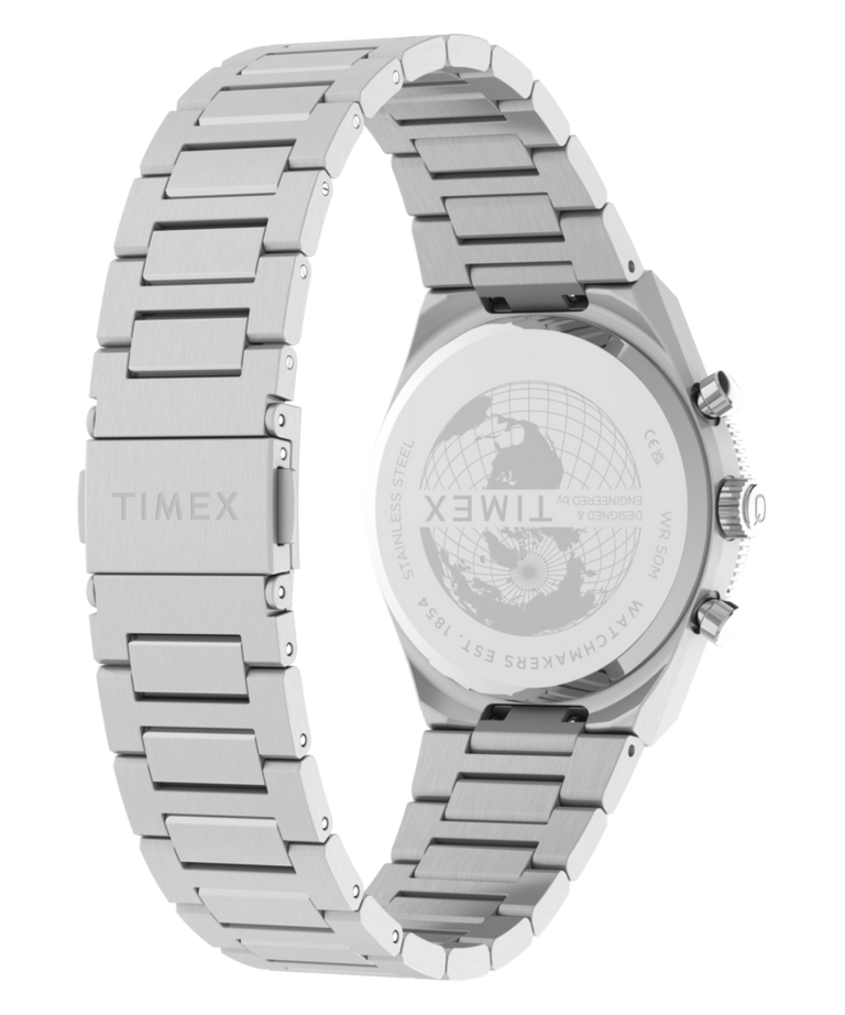 TW2Y92400 Q Timex Continental Chronograph 36mm Stainless Steel Bracelet Watch Caseback with Attachment Image
