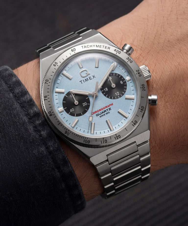 TW2Y92400 Q Timex Continental Chronograph 36mm Stainless Steel Bracelet Watch Primary Wrist Image