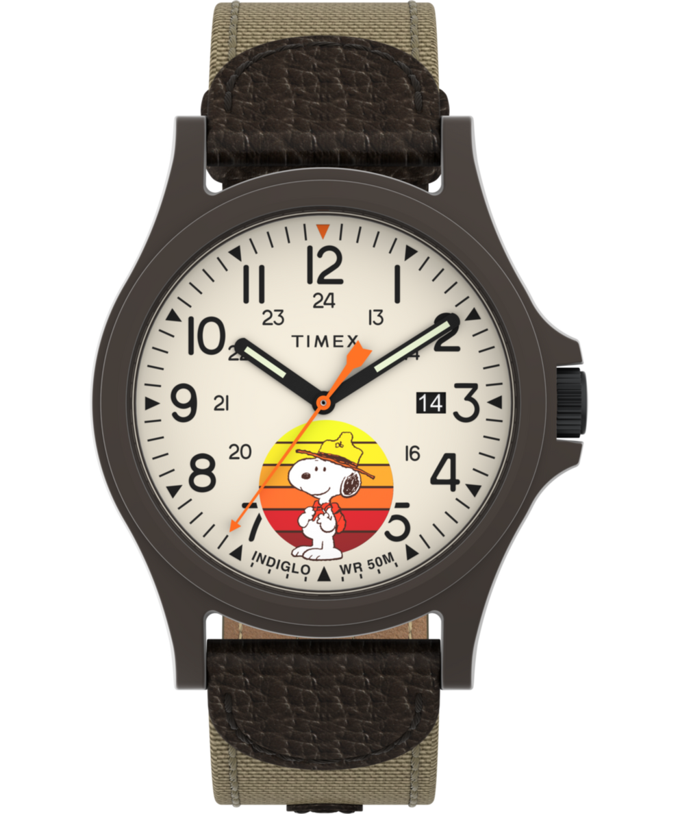 Timex Expedition x Peanuts Beagle Scout 40mm Fabric with Leather Tab Strap Watch