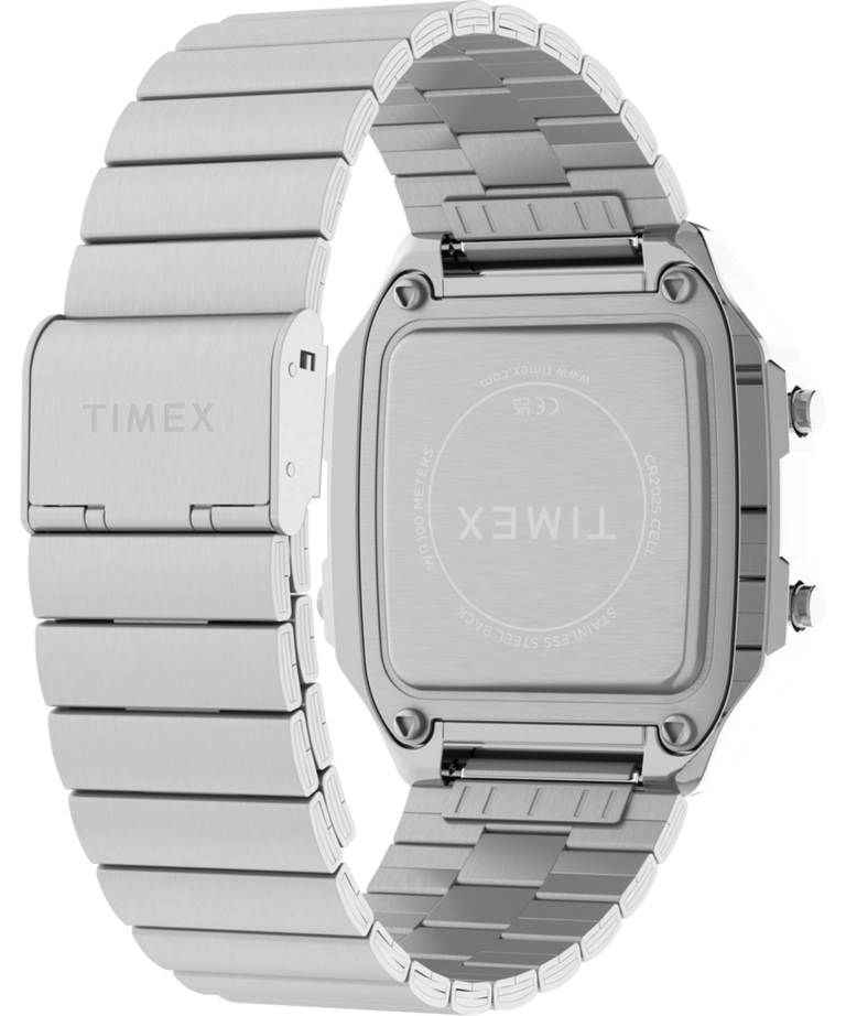 TW5M68900 World Time Digital 40mm Stainless Steel Bracelet Watch Caseback with Attachment Image