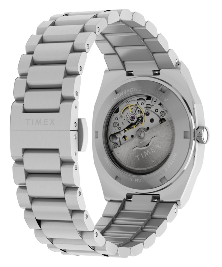 TW6A00700 Timex® Automatic E Line 38mm Stainless Steel Bracelet Watch Caseback with Attachment Image