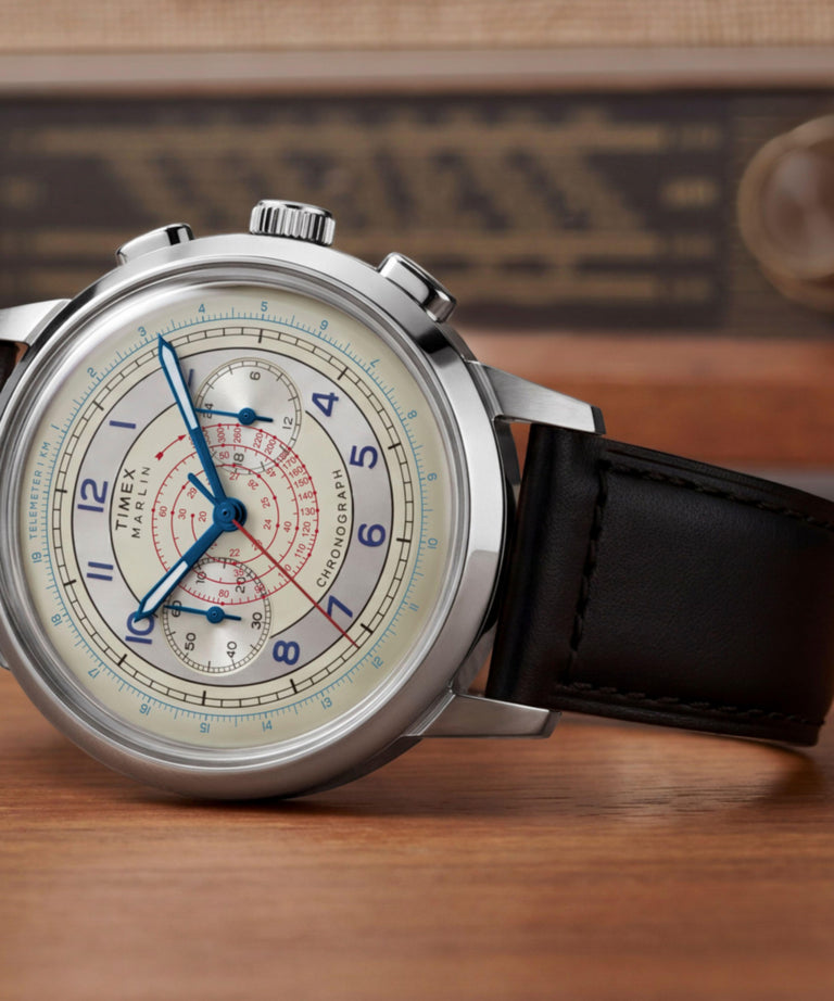 TW6A01200 Marlin® Neo Classic Chronograph 40mm Leather Strap Watch Campaign Key Silhouettes (Beauty shots) Image