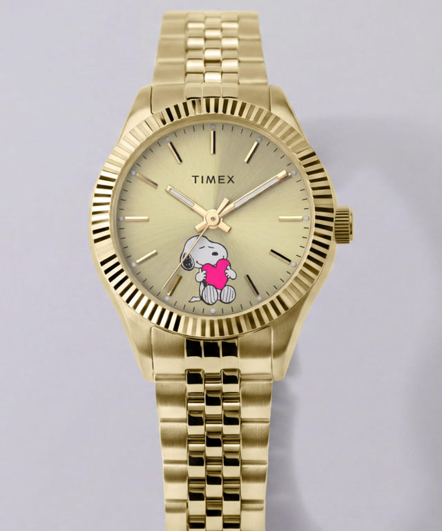 TW6A07400 Peanuts x Timex Legacy Mini Heart Hug 25mm Stainless Steel Bracelet Watch  Campaign Key Silhouettes (Beauty shots) Image