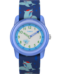 TW7C13500 TIMEX TIME MACHINES® 29mm Blue Shark Elastic Fabric Kids Watch Primary Image