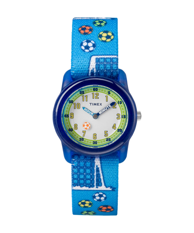 TW7C16500 TIMEX TIME MACHINES® 29mm Blue Soccer Elastic Fabric Kids Watch Primary Image