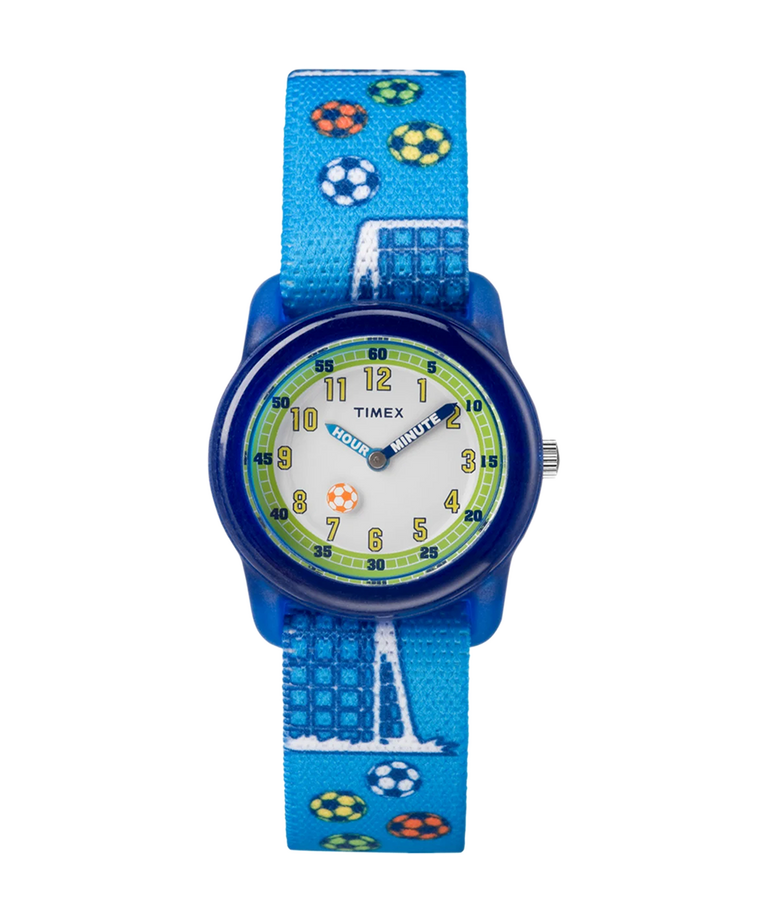 TW7C16500 TIMEX TIME MACHINES® 29mm Blue Soccer Elastic Fabric Kids Watch Primary Image