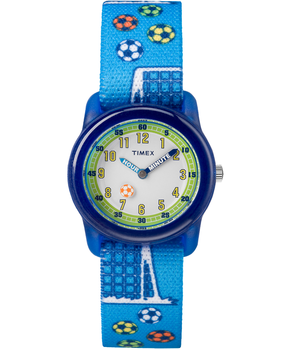 TIMEX TIME MACHINES 29mm Blue Soccer Elastic Fabric Kids Watch