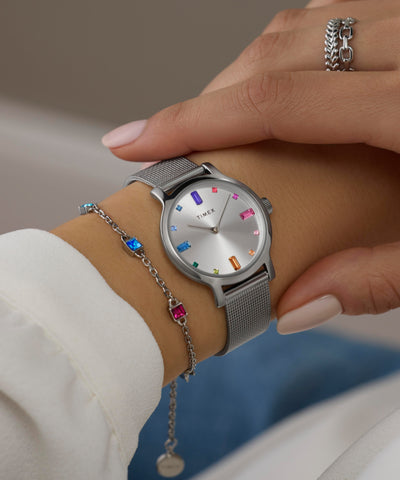 TWG066900 Transcend 31mm Stainless Steel Mesh Band Watch Alt Wrist Shot 1 Image