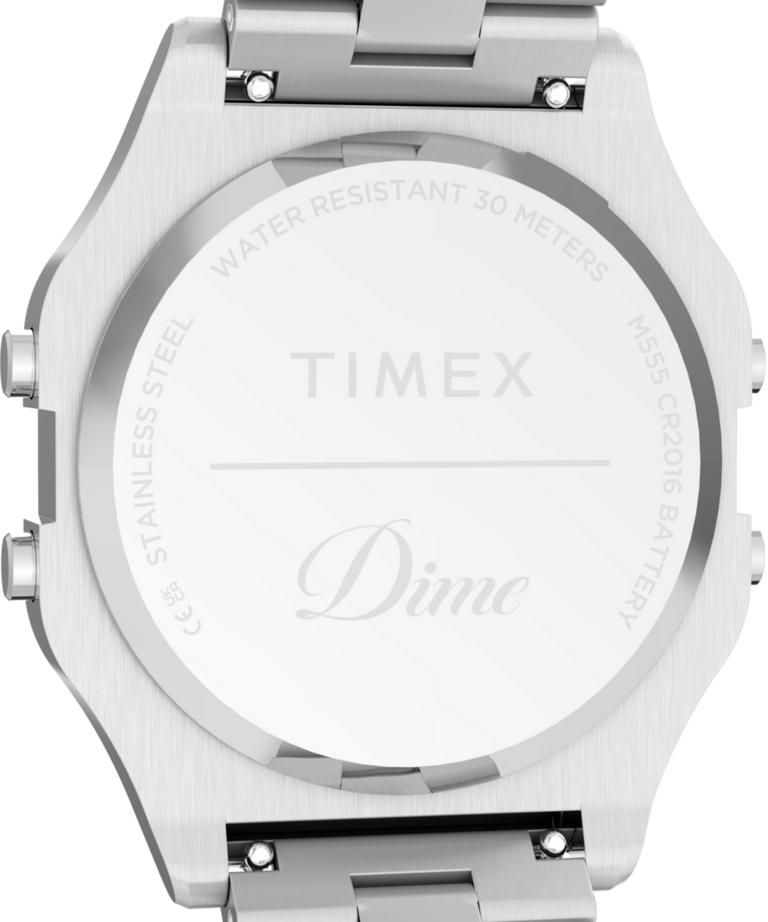 TWG068300 Dime x Timex - Presented by END. 34mm Stainless Steel Bracelet Watch Gift Set Caseback Image