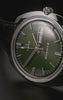 Q Timex 1978 Day/Date 37.5mm Leather Strap Watch Green Dial
