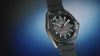TW3A02000 Rotating studio view of the gray Deepwater Arctic 200 watch, highlighting its dial, black bezel, stainless-steel case, and strap.