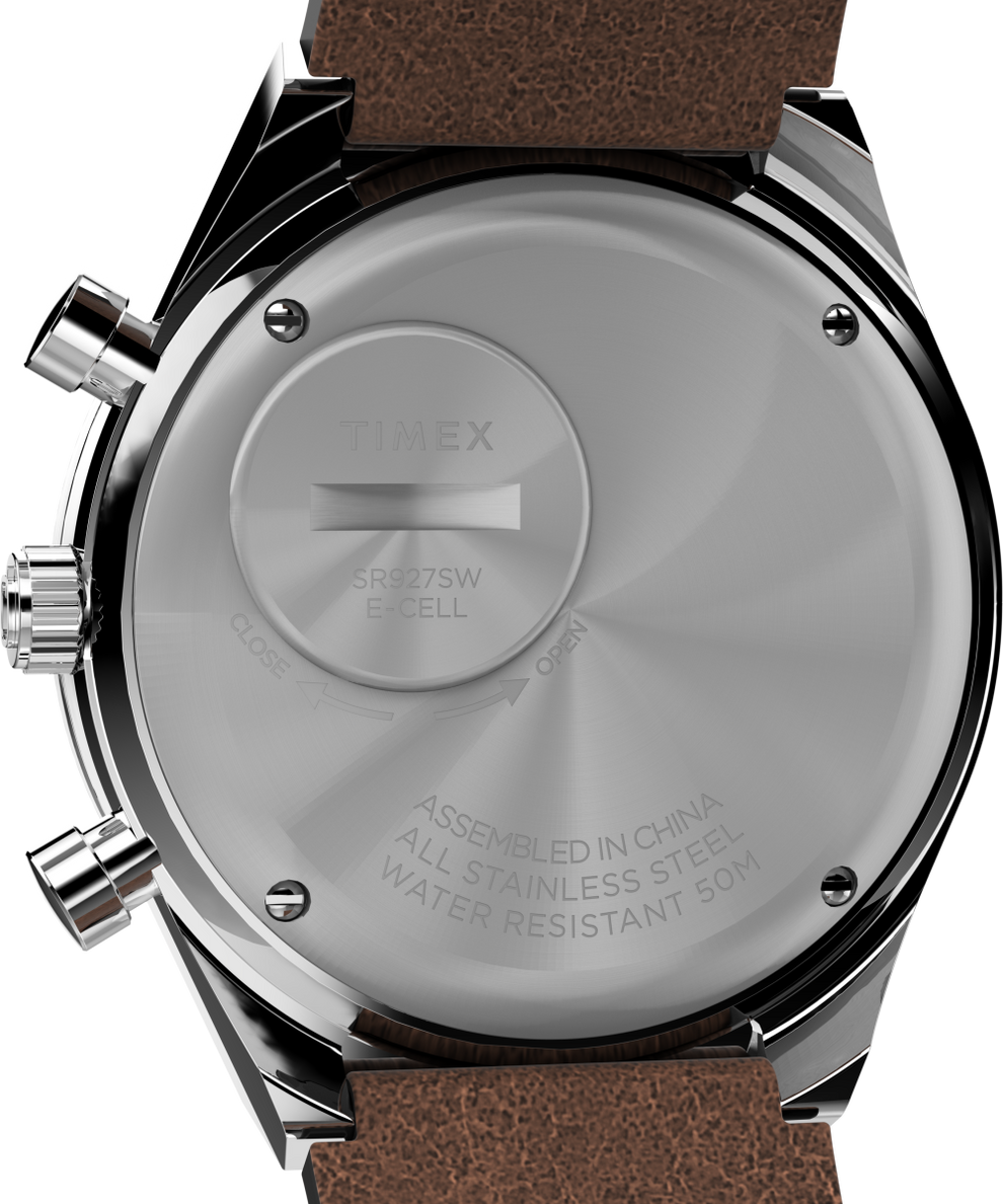 TW2V428007U Q Timex Chronograph 40mm Leather Strap Watch caseback image