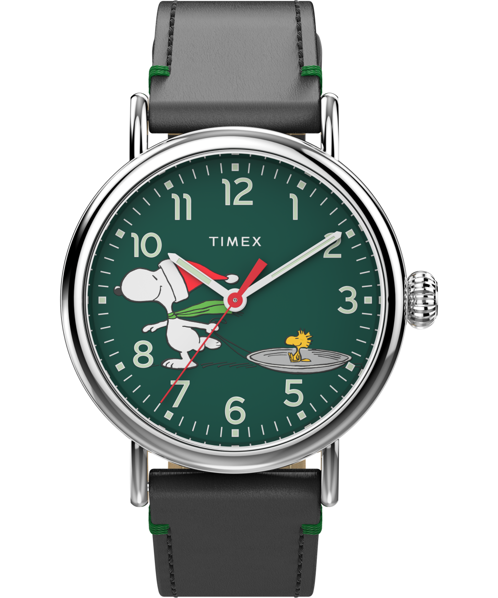 Timex Standard x Peanuts Featuring Snoopy Ice Skating 40mm Leather Str ...