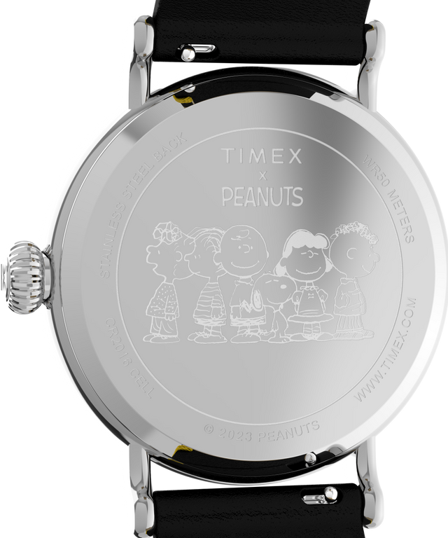 TW2V60400UK Timex Standard x Peanuts Featuring Snoopy St Patrick's Day 40mm Leather Strap Watch caseback image
