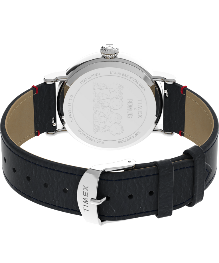 TW2V60500UK Timex Standard x Peanuts Featuring Snoopy Fireworks 40mm Leather Strap Watch back (with strap) image
