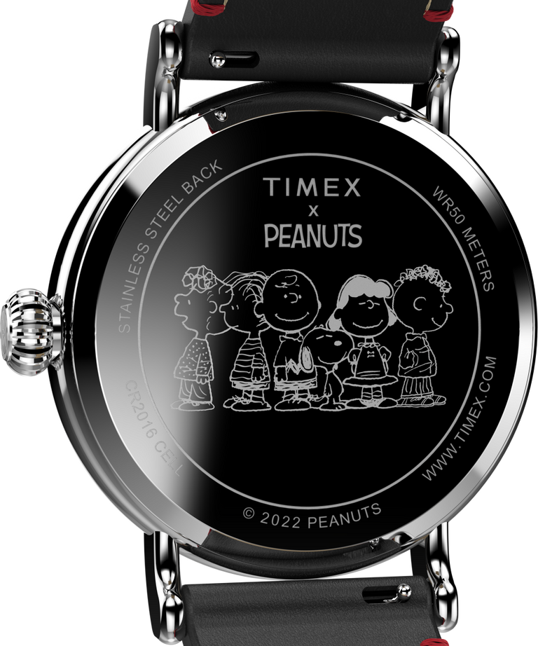 TW2V61100UK Timex Standard x Peanuts Featuring Snoopy Holiday 40mm Leather Strap Watch caseback image