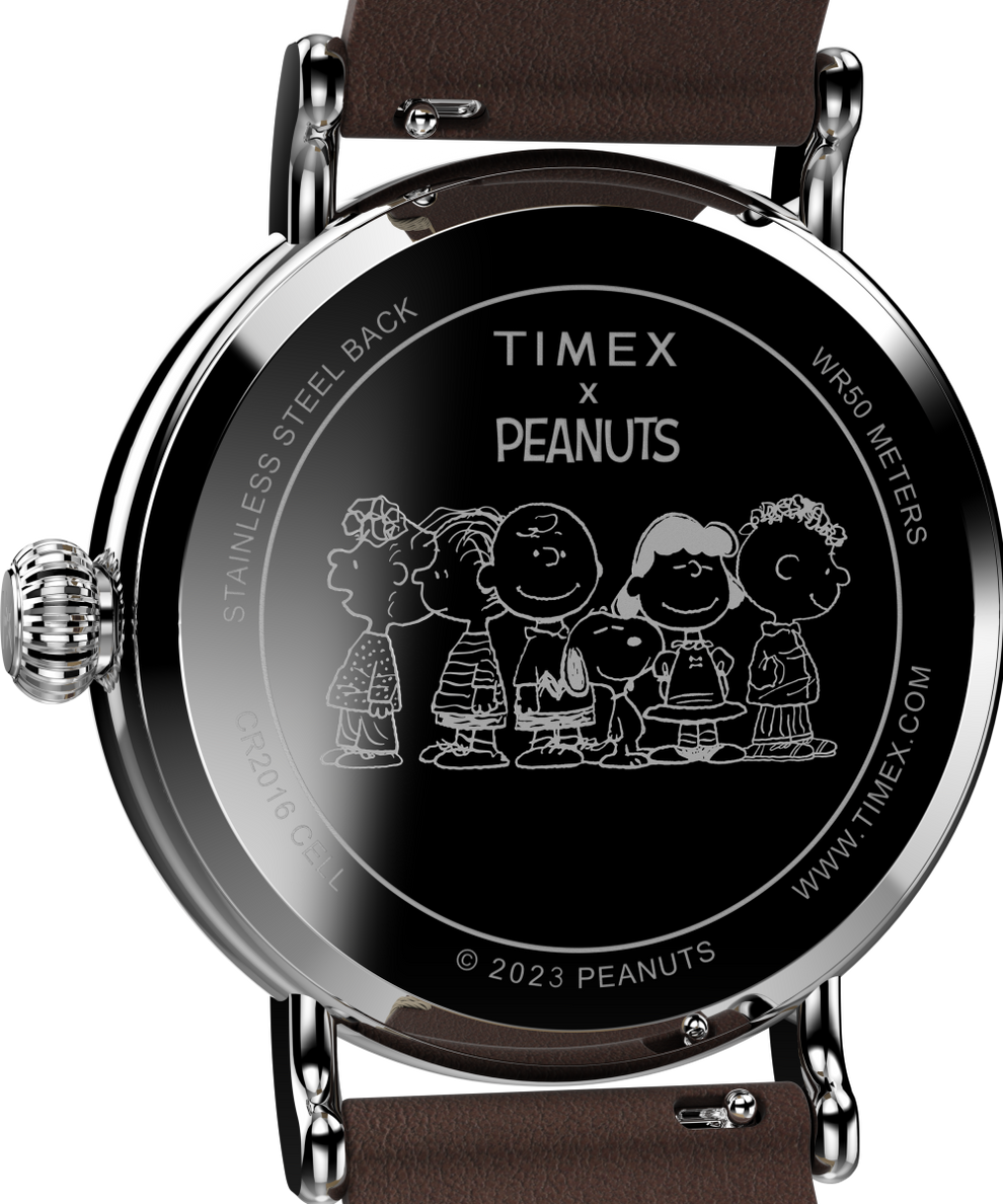 TW2V61200UK Timex Standard x Peanuts Featuring Snoopy at the Beach 40mm Leather Strap Watch caseback image
