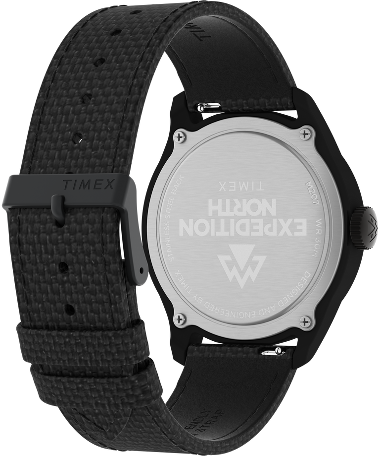 TW2W23700 Expedition North® Traprock 43mm Eco-Friendly Fabric Strap Watch Caseback with Attachment Image