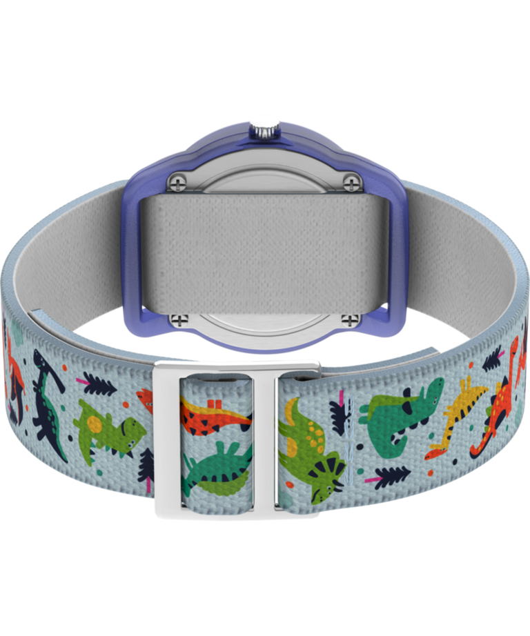 TW7C77300YN TIMEX TIME MACHINES® 29mm Purple Dinosaur Elastic Fabric Kids Watch back (with strap) image
